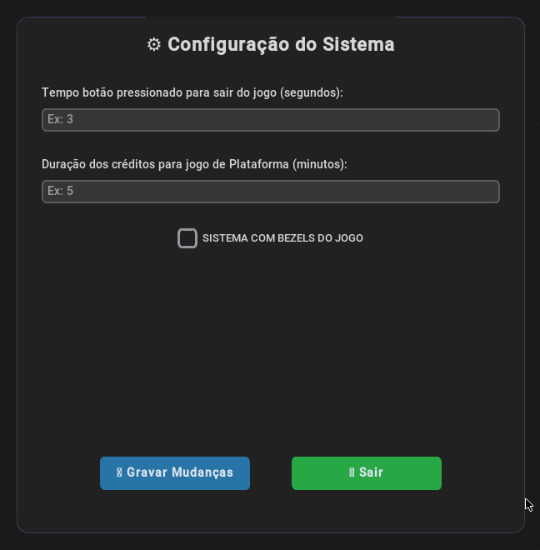 Interface de configuração